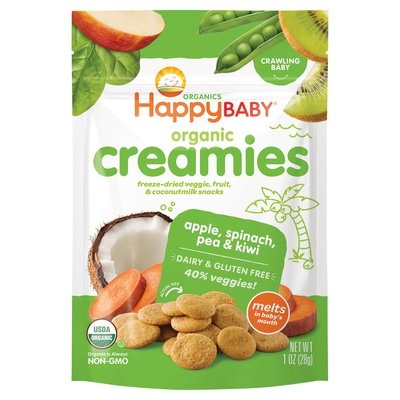 Happy Creamies Creamies Organic Apple Spinach Pea & Kiwi Crawling Baby 8/1 OZ [UNFI #1191683] [ebt]