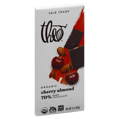 Theo Chocolate Dark Chocolate 70% Organic Cherry Almond 12/3 OZ [UNFI #677583] [ebt] T
