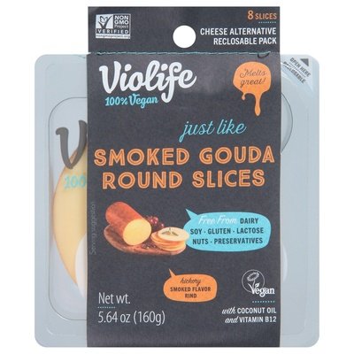 Violife Cheese Alternative Smoke Gouda Round Slices 8/5.64 OZ [UNFI #2839579] [ebt]