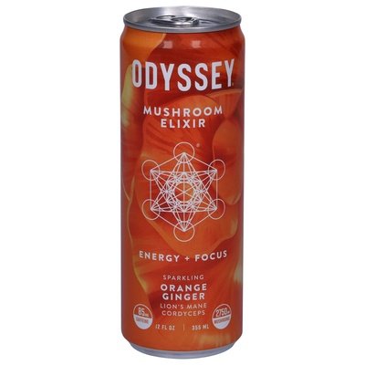 Odyssey Mushroom Elixir Orange Ginger Energy + Focus Sparkling 12/12 OZ [UNFI #2849412] [ebt] T