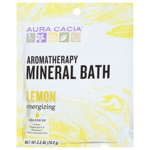Aura Cacia Mineral Bath Aromatherapy Lemon Energizing 6/2.5 OZ [UNFI #682435] T