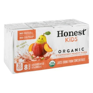 Honest Kids Juice Drink Organic Strawberry Peachy Keen 5/8/6 OZ [UNFI #2599561] [ebt]