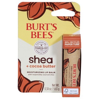 Burts Bees Lip Balm Moisturizing Shea + Cocoa Butter 6/.34 OZ [UNFI #2970366] T