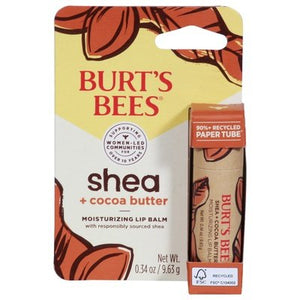 Burts Bees Lip Balm Moisturizing Shea + Cocoa Butter 6/.34 OZ [UNFI #2970366] T