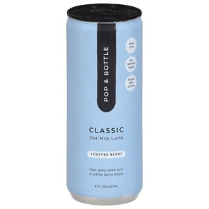 Pop & Bottle Oat Milk Latte Classic +Coffee Berry 12/8 OZ [UNFI #2642668] [ebt]