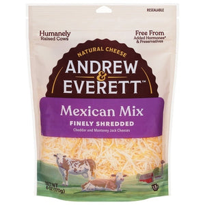 Andrew & Everett Cheese Mexican Mix Finely Shredded 12/6 oz [UNFI #3001021 ] [ebt]