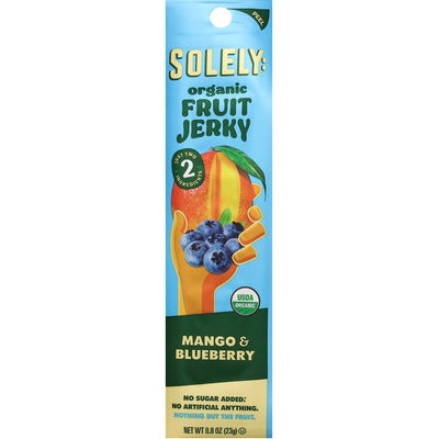 Solely Fruit Jerky Organic Mango & Blueberry Og2 12/.8 oz [UNFI-CARLISLE #3087590 ] [ebt]