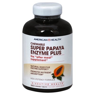 American Health Super Papaya Enzyme Plus High-Potency Formula Chewable Tablets 360 Tab [UNFI #0308205] T