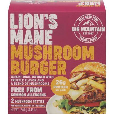 Big Mountain Foods Mushroom Burger Truffle Flavor Lion S Mane 8/8.46 oz [UNFI #2958775 ] [ebt]