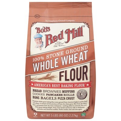 Bobs Red Mill Flour 100% Stone Ground Whole Wheat 4/5 Lb [UNFI #0663757] [ebt]