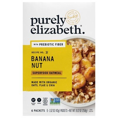 Purely Elizabeth Oatmeal With Prebiotic Fiber Banana Nut Superfood Recipe No. 21 6/9.12 OZ [UNFI #2842391] [ebt]