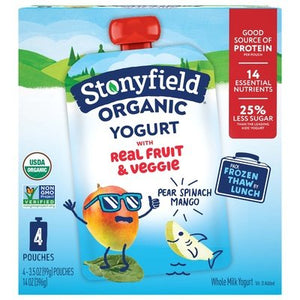 Stonyfield Organic Yogurt Whole Milk Pear Spinach Mango 6/4/3.5 Z [UNFI #2029932] [ebt]