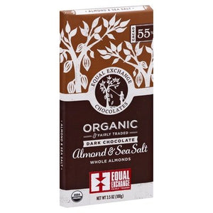 Equal Exchange Chocolate Bars Dark Chocolate Almond & Sea Salt 55% Cacao 10/3.5 OZ [UNFI #2404515] [ebt] T