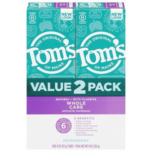 Toms Of Maine Toothpaste Anticavity Peppermint Whole Care Value Pack 1/2/4 OZ [UNFI #2710192] T