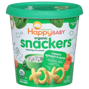 Happy Baby Snackers Organic Creamy Spinach & Carrot Crawling Baby 6/1.5 OZ [UNFI #2682920] [ebt]