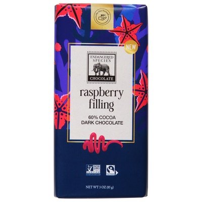 Endangered Species Chocolate Dark Chocolate Raspberry Filling 60% Cocoa 12/3 OZ [UNFI #2947299] [ebt] T