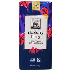 Endangered Species Chocolate Dark Chocolate Raspberry Filling 60% Cocoa 12/3 OZ [UNFI #2947299] [ebt] T