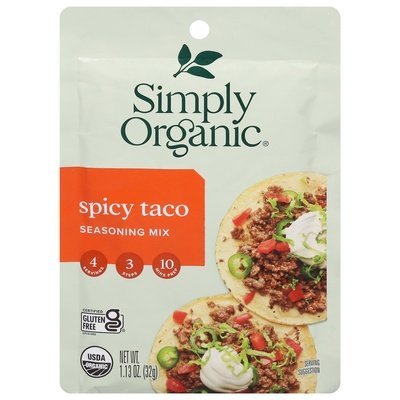 Simply Organic Seasoning Mix Spicy Taco 12/1.13 OZ [UNFI #916411] [ebt]