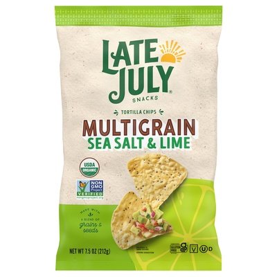 Late July Snacks Tortilla Chips Sea Salt & Lime Multigrain 12/7.5 OZ [UNFI #2827301] [ebt]