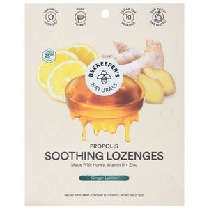 Beekeepers Naturals Soothing Lozenges Ginger Lemon 1/1.76 OZ [UNFI #2834216] T