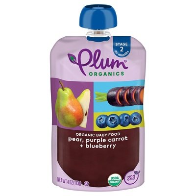 Plum Organics Stage 2 Organic Pear Purple Carrot & Blueberry 4oz Pouch 6/4 OZ [UNFI #1144609] [ebt]