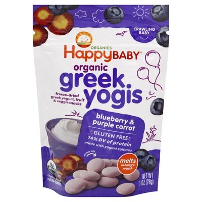 Happy Yogis Greek Yogis Blueberry & Purple Carrot Crawling Baby 8/1 OZ [UNFI #1624782] [ebt]