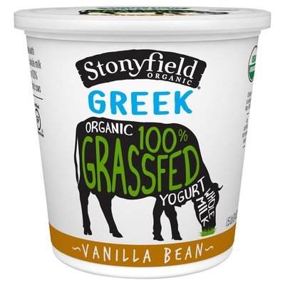 Stonyfield Organic Yogurt Whole Milk Greek Organic 100% Grassfed Vanilla Bean 6/24 OZ [UNFI #2704211] [ebt]