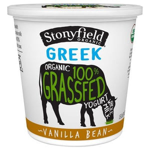 Stonyfield Organic Yogurt Whole Milk Greek Organic 100% Grassfed Vanilla Bean 6/24 OZ [UNFI #2704211] [ebt]