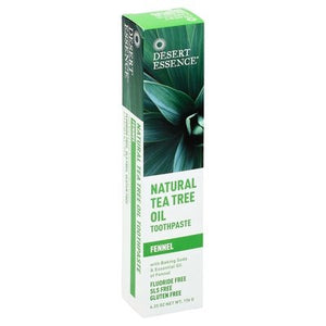 Desert Essence Toothpaste Natural Tea Tree Oil Fluoride Free Fennel 1/6.25 OZ [UNFI #654566] T