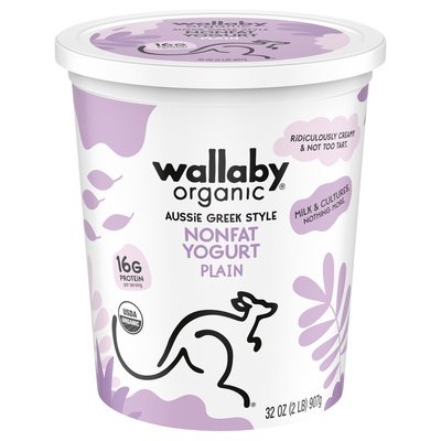 Wallaby Organic Yogurt Nonfat Plain Aussie Greek Style 6/32 OZ [UNFI #1196971] [ebt]