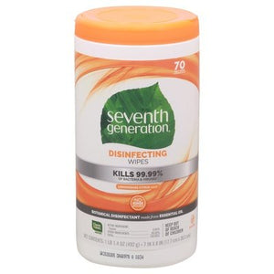 Seventh Generation Wipes Disinfecting Lemongrass Citrus Scent 6/70 CT [UNFI #214239] T