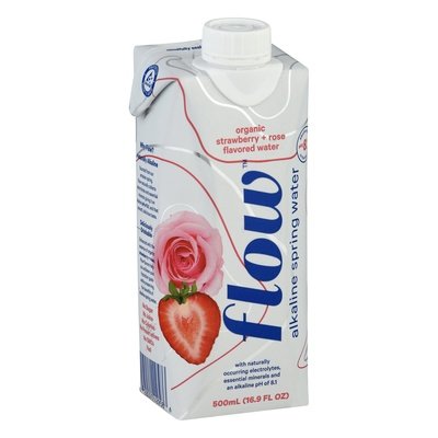 Flow Water Flavored Water Organic Strawberry + Rose 12/500 ML [UNFI #2310837] [ebt] T