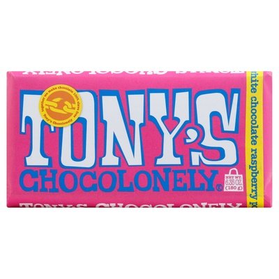 Tonys Chocolonely White Chocolate Raspberry Popping Candy 28% Cocoa 15/6.35 OZ [UNFI #2382182] [ebt] T