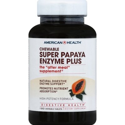 American Health Super Papaya Enzyme Plus Chewable Tablets 180 Tab [UNFI #0760405] T