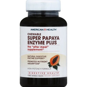 American Health Super Papaya Enzyme Plus Chewable Tablets 180 Tab [UNFI #0760405] T
