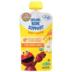 Earths Best Yogurt Smoothie Bone Support Pear Mango Carrot Kids Ages 2+ 12/4 OZ [UNFI #2996031] [ebt]