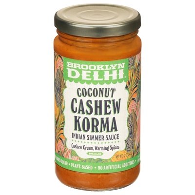 Brooklyn Delhi Indian Simmer Sauce Coconut Cashew Korma Mild 6/12 OZ [UNFI #2557700] [ebt]