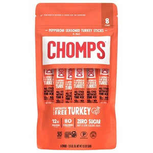 Chomps Turkey Sticks Pepperoni Seasoned Mild 8/8/1.5 Z [UNFI #2961555] [ebt]