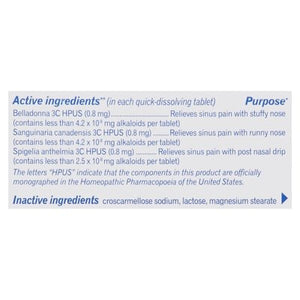 Boiron Sinus Relief Tablets Unflavored 60 TABS [UNFI #2480101] T