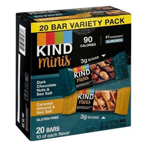 Kind Bars Dark Chocolate Nuts & Sea Salt/Caramel Almond Sea Salt Minis 20 Bar Variety Pack 4/20/.7OZ [UNFI #2524114] [ebt]