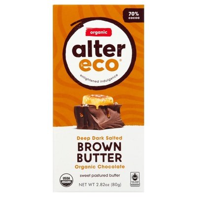 Alter Eco Dark Chocolate Organic Deep Dark Salted Brown Butter 70% Cocoa 12/2.82 OZ [UNFI #1542927] [ebt] T