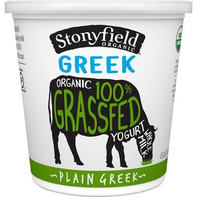 Stonyfield Organic 100% Grassfed Plain Greek Whole Milk Yogurt 6/24 OZ [UNFI #2015543] [ebt]