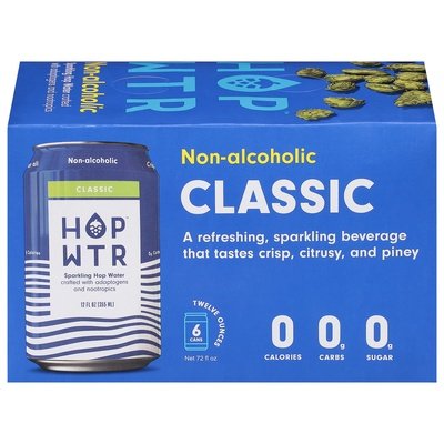 Hop Wtr Sparkling Hop Water Classic Non-Alcoholic 4/6/12 OZ [UNFI #2821783] [ebt] T