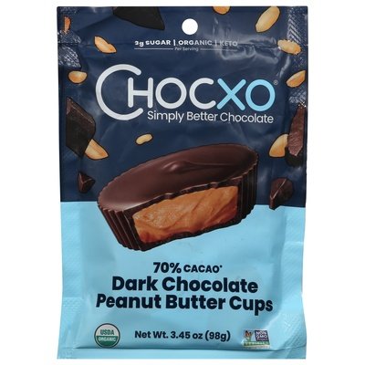 Chocxo Peanut Butter Cups Dark Chocolate 70% Cacao 6/3.45 OZ [UNFI #2826006] [ebt] T