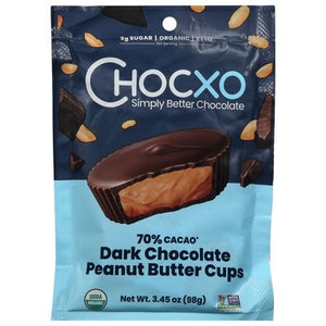 Chocxo Peanut Butter Cups Dark Chocolate 70% Cacao 6/3.45 OZ [UNFI #2826006] [ebt] T