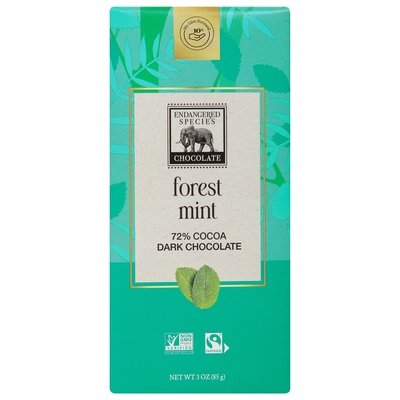 Endangered Species Chocolate Dark Chocolate Forest Mint 72% Cocoa 12/3 OZ [UNFI #105619] [ebt] T