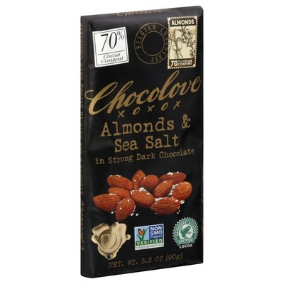 Chocolove Strong Dark Chocolate Almonds & Sea Salt 12/3.2 OZ [UNFI #2198448] [ebt] T