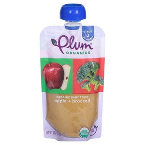 Plum Organics Baby Food Organic Apple + Broccoli Stage 2 (6+months) 6/4 OZ [UNFI #1144625] [ebt]