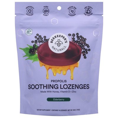 Beekeepers Naturals Soothing Lozenges Propolis Elderberry 1/1.76 OZ [UNFI #2760932] T