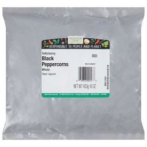 Frontier Nat Prod Co-Op Black Peppercorns Tellicherry Whole 1LB [UNFI #310847] [ebt]